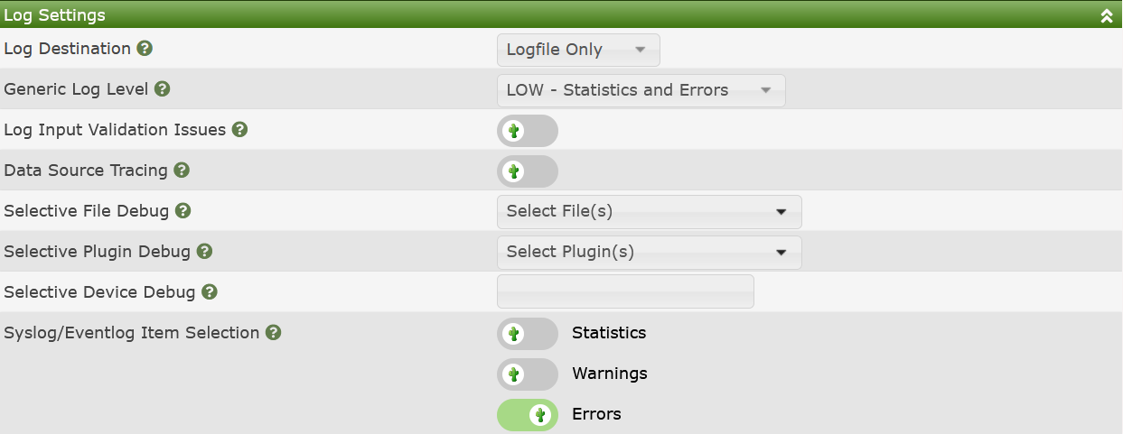 Log Settings